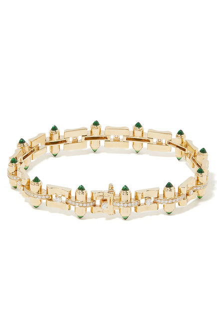 Celeste Link Bracelet, 14k Yellow Gold with Tsavorites & Diamonds